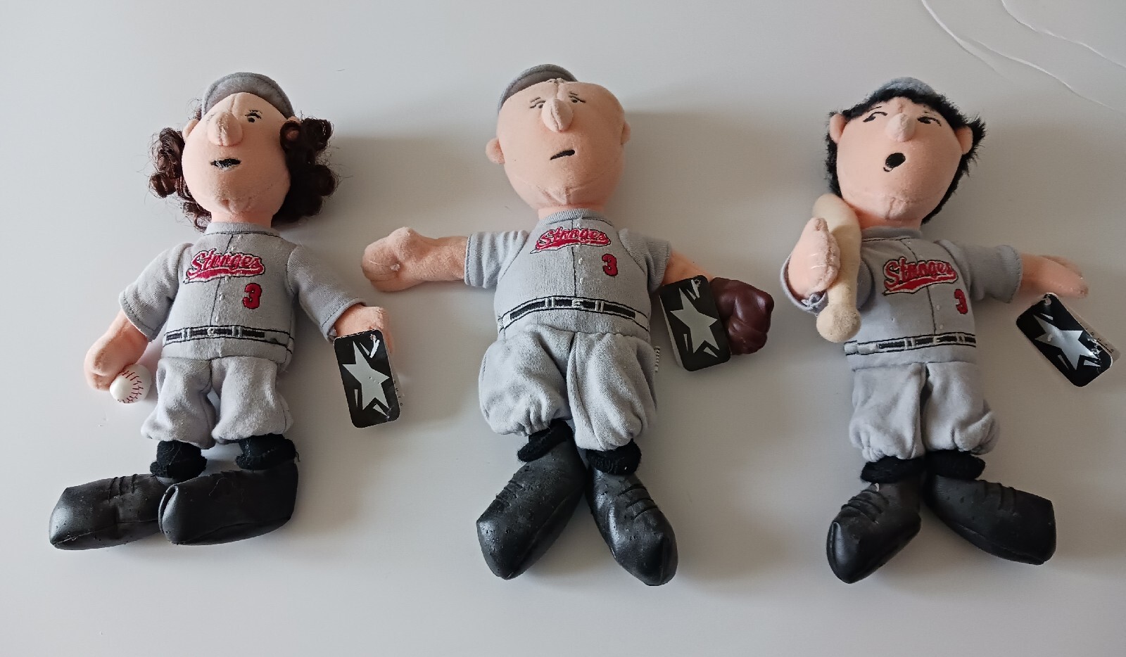 The Three Stooges Baseball Bean Bag Dolls Excellent Condition w
