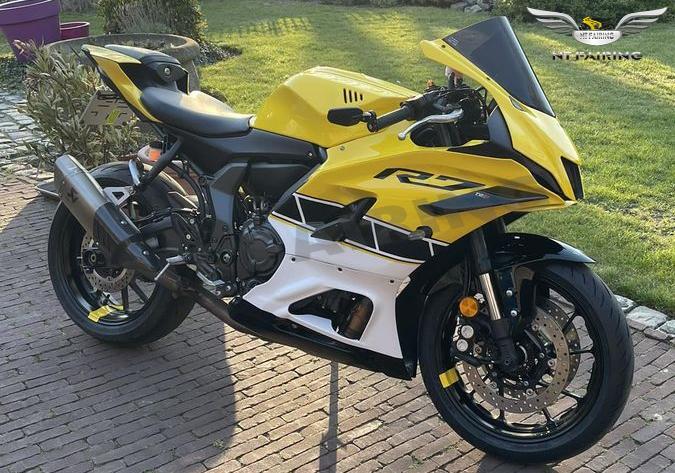 Yellow Batwing Fairing On Motorcycle