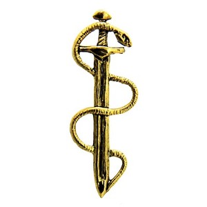 Authentic Creative Pewter Designs Sword & Snake Serpent Lapel Pin or Magnet, G002