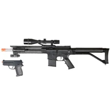 UKARMS M4 RIS Spring Airsoft Rifle w/ Spring Pistol, Scope, Laser & Light P1137