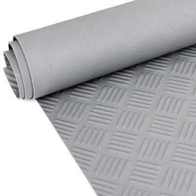 Gummi antirutschmatte Premium TPE Geruchsarm Riffelblechoptik Grau Breite 100cm