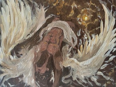 A Beautiful Demise Original Oil Painting On Canvas Icarus Greek Mythology Art