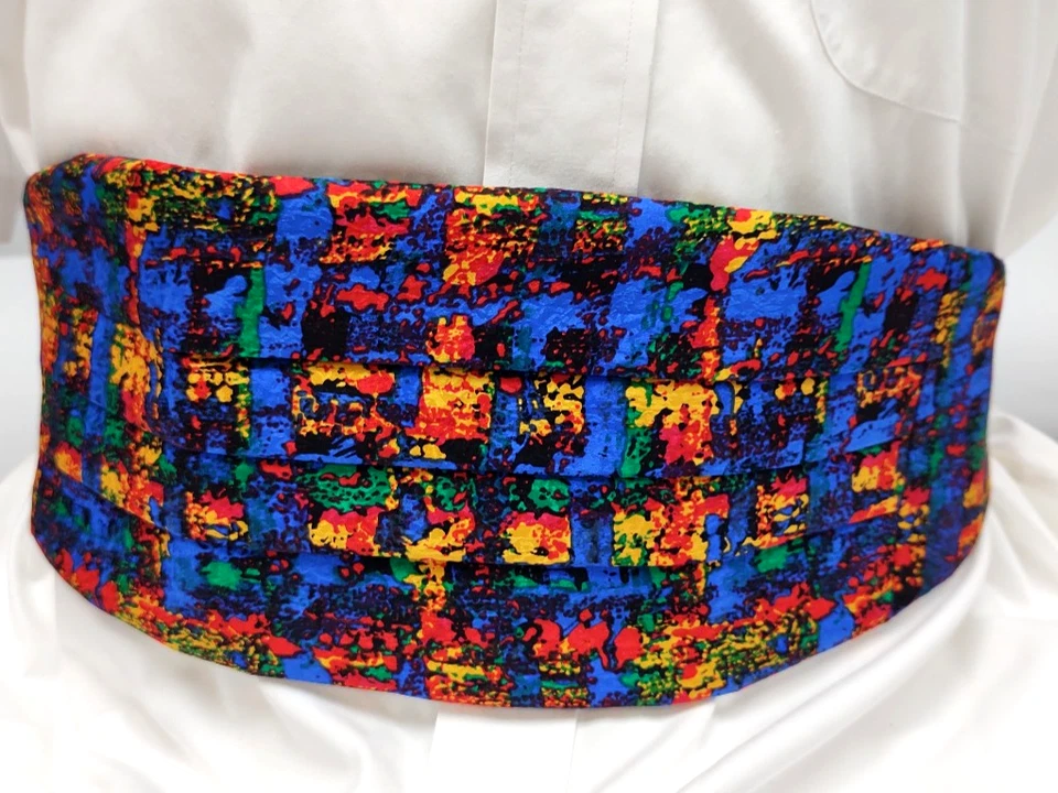 Faja y pajarita Neiman Marcus formal de seda multicolor con caja graduación boda Foto 4 de 4