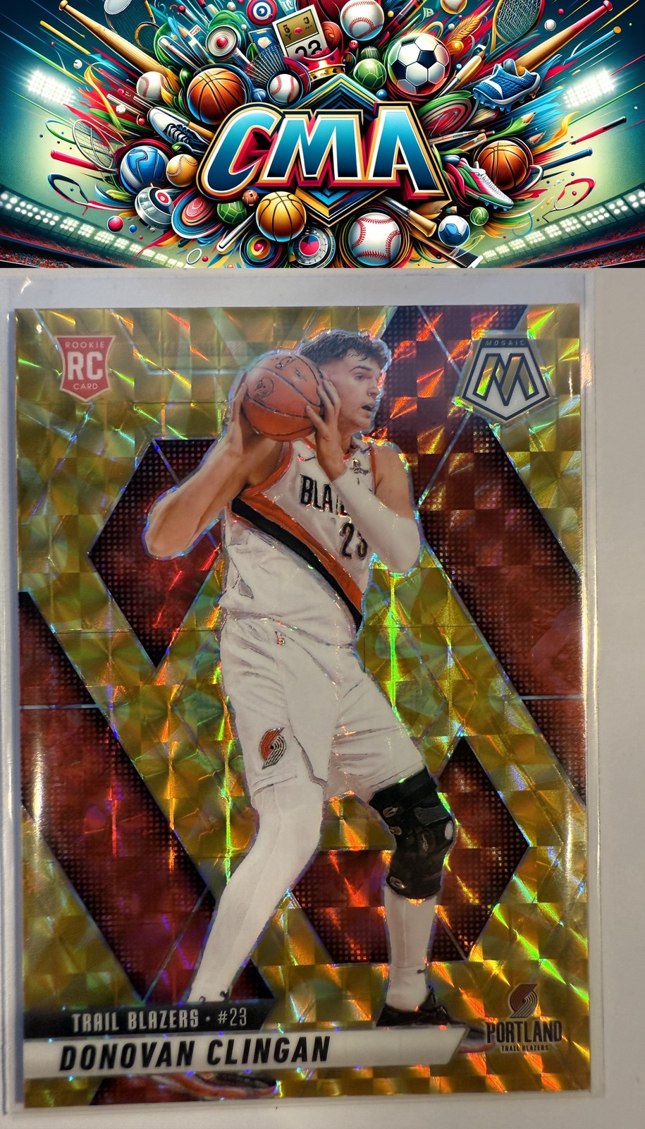 2024-25 Panini Mosaic #246 Donovan Clingan Reactive Yellow Mosaic