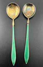 Antique Sterling Silver Enamel Spoons 2 Made in Norway