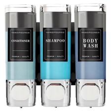 Shampoo and Conditioner Dispenser, No Drill 3 Chamber Shower Soap Dispenser, ...