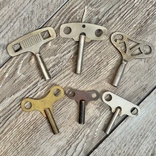 Wind Up Clock Keys Winding Shelf Mantle Clock Key Lot of 6