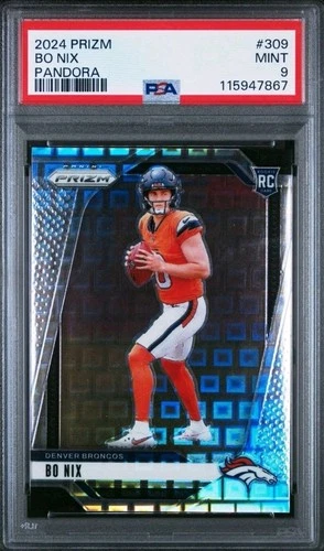 2024 Panini Prizm - Bo Nix #309 Pandora Prizm #/400 (RC) - Broncos QB - PSA 9