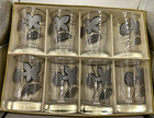Set of 8 (Eight) Libbey Platinum Leaves Flat 5 ounce Juice Glasses Original Box — photo 1