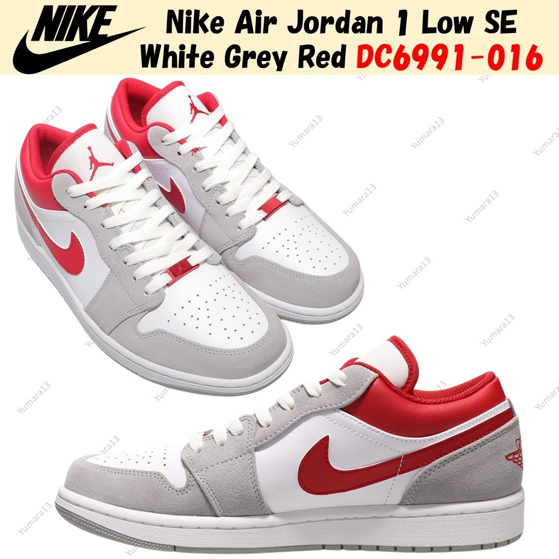 Nike Air Jordan 1 Low グレー/ホワイト/レッド Size 12 - Air Jordan 1 SE Low Light Smoke Grey Gym Red for sale