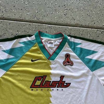 Vintage Nike San Jose Clash T Shirt White Teal MLS Soccer 90s