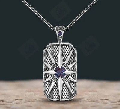 Men s Wedding Alexandrite Pendant 925 Silver Groom Gift Jewelry Men's Pendant