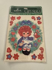 Vintage Hallmark Raggedy Ann Doll Stickers Christmas Holiday Wreath B63