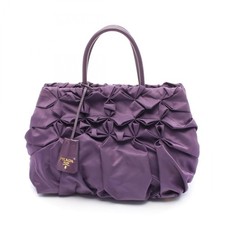 Prada Tessuto B Nylon Leather Handbag Women Purple One Size