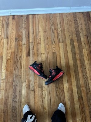 Jordan Air Jordan 4 Men s Black/Red Mid Top Lace-Up Basketball Sneakers