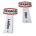 Vintage Texaco Gasoline Signs - Two Rest Rooms Men Women Key Gas Porcelain Sign