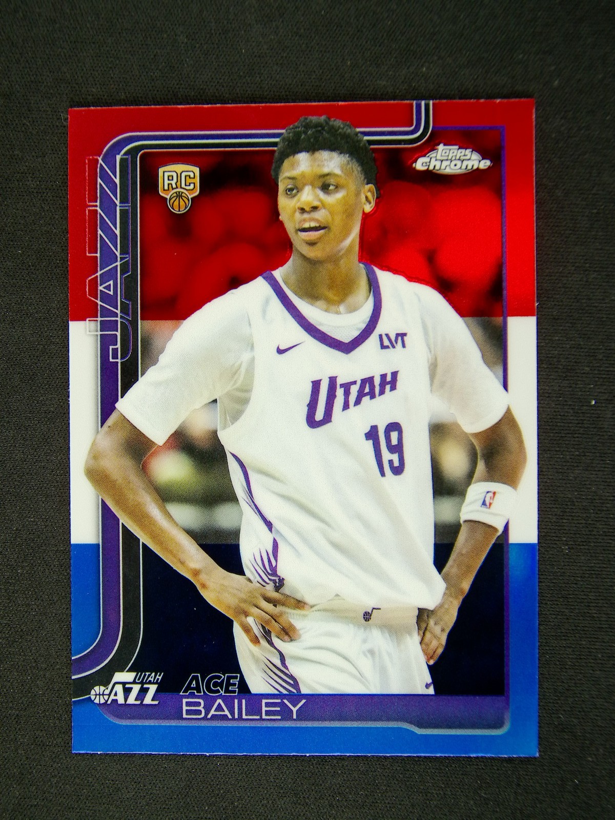 2025-26 Topps Chrome Ace Bailey #255 RC Rookie Red/White/Blue Refractor