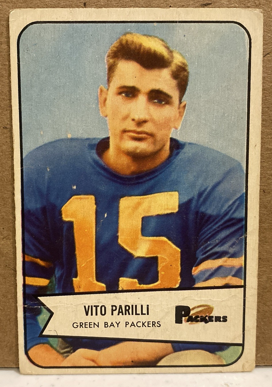 VITO BABE PARILLI 1954 BOWMAN FOOTBALL CARD #  10 VG+ PACKERS