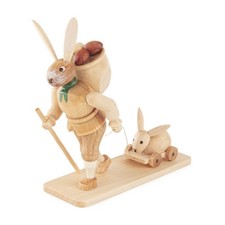 Statua Pasqua Coniglio Con Cestino Base Natura 7,5x8x3cm di Culla Portatile