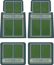 1966-71 Dodge Plymouth Hemi Custom Logo Floor Mat Set Green 4 Piece Set