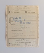 ZENITH Guarantee Warranty Paper Booklet (Filled) per modelli in Oro