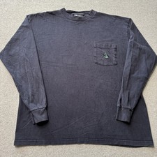 Vintage Nautica T Shirt Mens XL Blue Cotton Pocket Long Sleeve Made in USA 90s