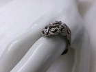 Vintage Germany Ring Filigree Ornate Silver Tone Faux Marcasite Adjustable — photo 7