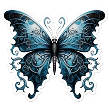 Blue Butterfly Moth - Vinyl Decal Sticker - Car Window Laptop - ebn11215
