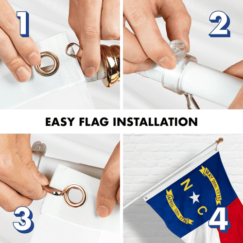 Combo Pack: 5 Ft Tangle Free Aluminum Spinning Flagpole (White) & North - Picture 7 of 9