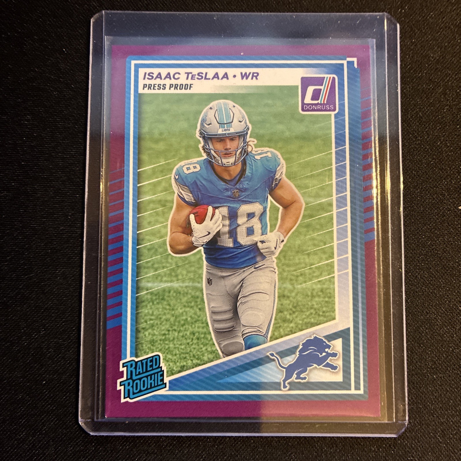 Isaac Teslaa 2025 Donruss Rated Rookie no. 338 PURPLE Press Proof