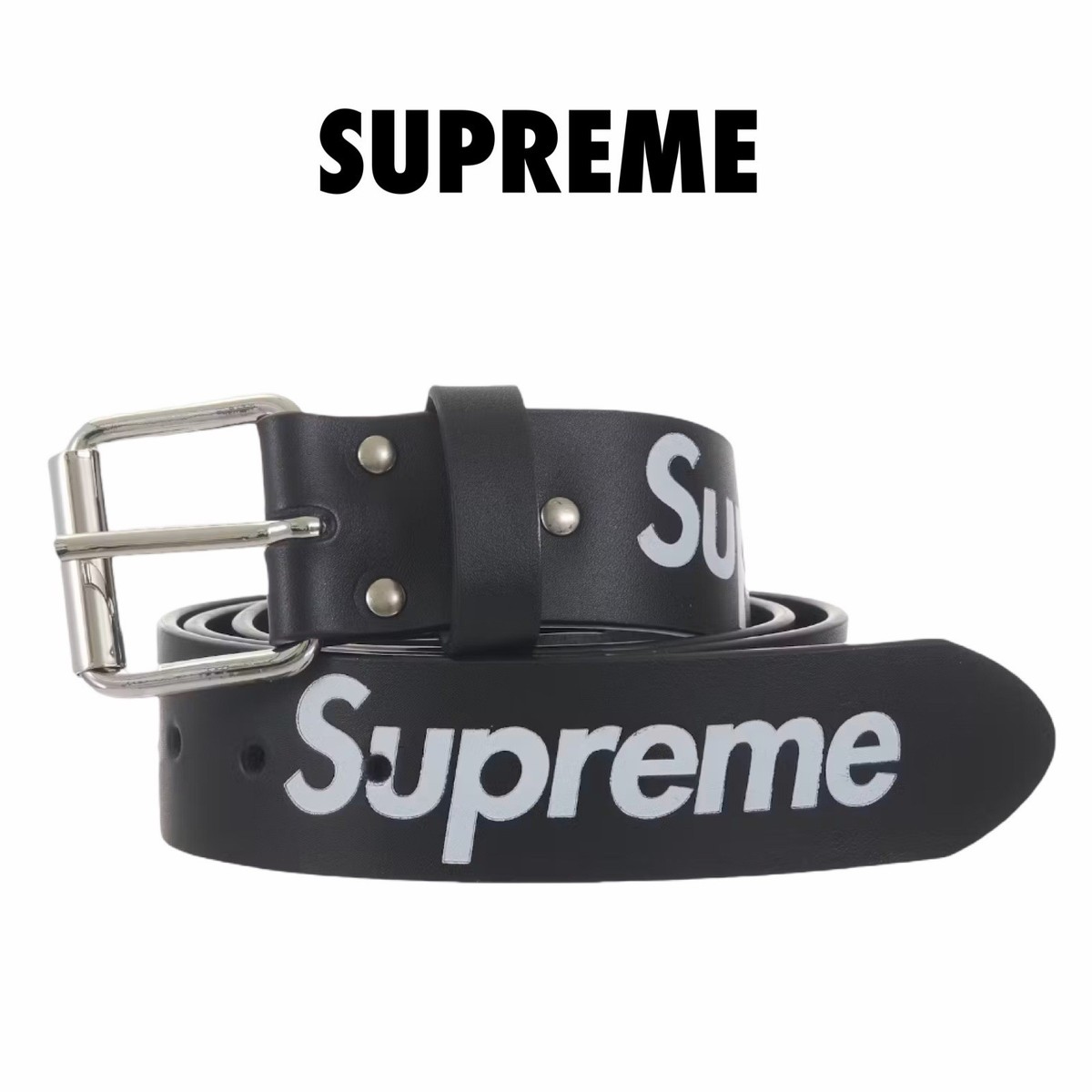 小物 Supreme Repeat Leather Belt Black S/M Supreme Repeat Leather Belt Cowhide Color Black Size Medium m FW25