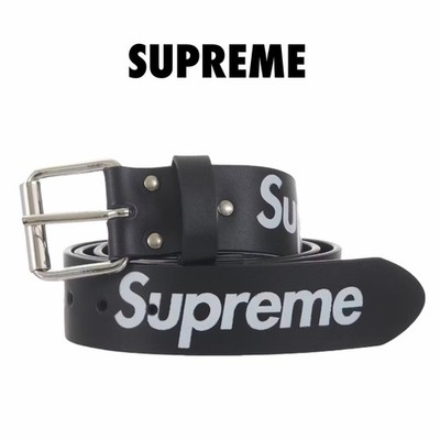 Supreme Repeat Leather Belt Cowhide Color Black Size Medium m FW25