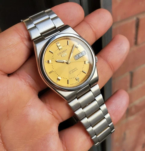 Seiko SKX579 2000 Gold Sunburst Whirlpool Dial Retro Vintage Rare Automatic JDM