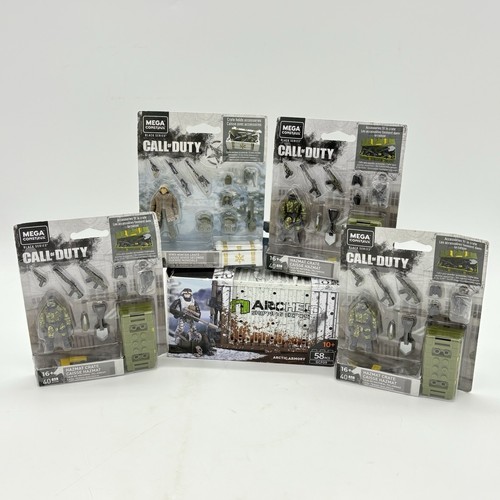 Call of Duty Mega Construx Arctic Armory & 4 Figure Lot WWII Winter Crate Hazmat