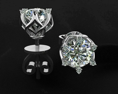 2.00Ct Lab Created Round Diamond Butterfly Stud Earrings 14K White Gold Finish