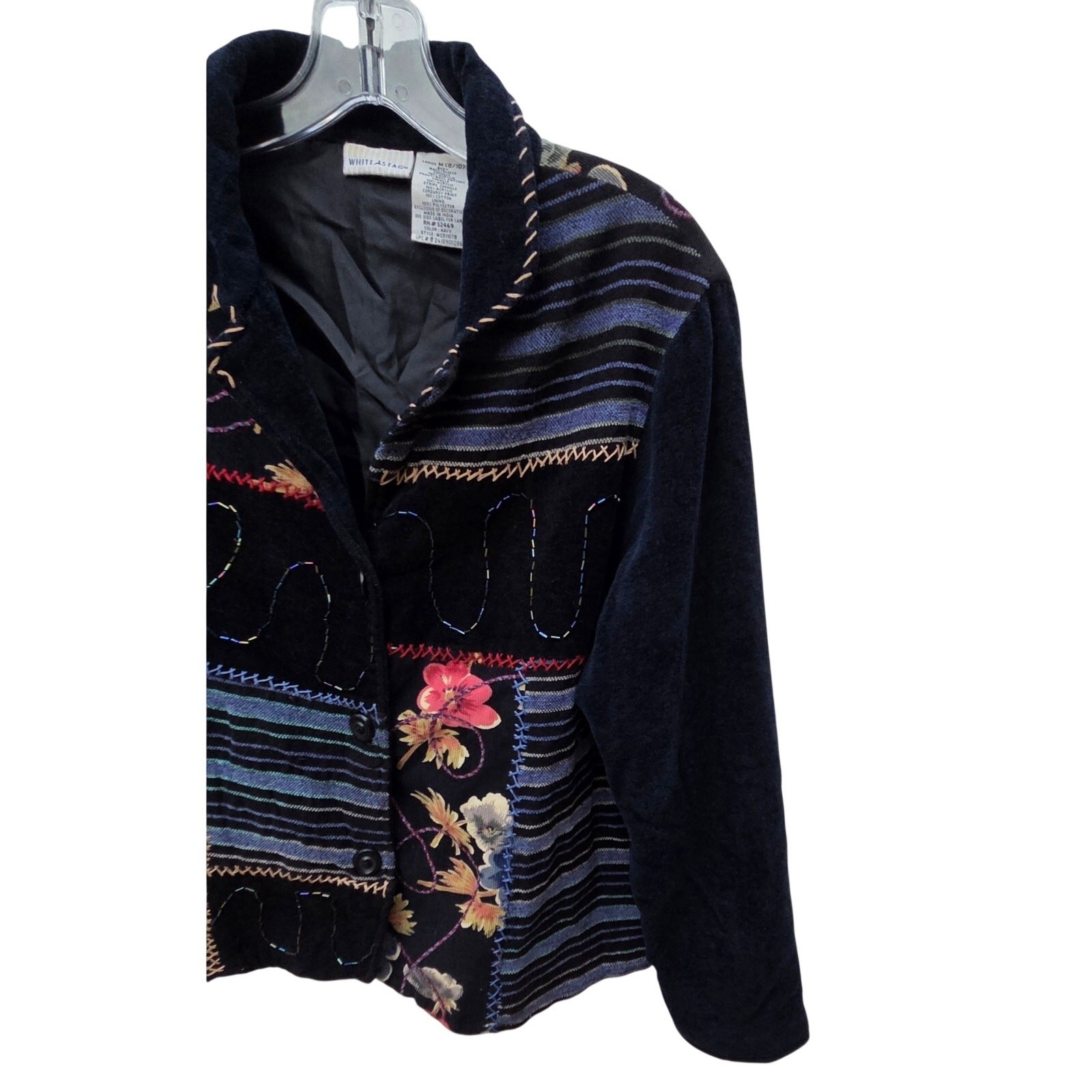 Vintage Patchwork Artisan Jacket Mixed Media Cord… - image 10