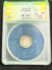 1830 CAPPED BUST NICKEL  ANACS VF 20 DETAILS CLEANED