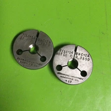 Hanson Whitney 7/16 14 UNC-2A THREAD RING GAGES GO PD .3897 NO GO PD .3850 (F26)