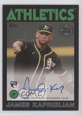 2021 Update 1986 Topps Baseball Black 47/199 James Kaprielian #86A-JKA Auto v1x