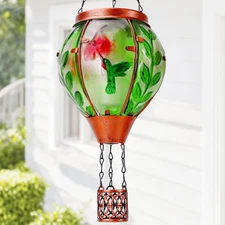 Hummingbird Solar Hot Air Balloon Lantern Outdoor Waterproof Hanging Lights