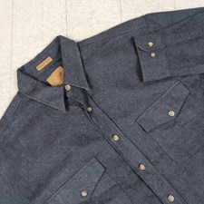 Vintage St Johns Bay Chamois Cloth Shirt Mens Medium Blue Thick Flannel Heritage