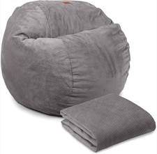 Cord-a-Roys king size bean bag cover only Chenille Charcoal cover only NEW