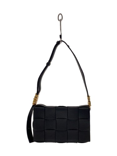 BOTTEGA VENETA Handbag Cassette Magnetic Flap Shoulder Bag Leather Black Used