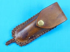  Vintage Brown Leather Sheath Scabbard for Folding Knife 