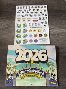 Disney 2026 Wall Calendar Passholder with Stickers NEW