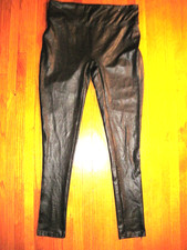 Serra Size Large High Waist Shiny Liquid Leather Black Stretch Leggings New