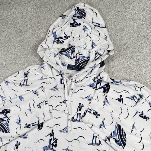 Polo Ralph Lauren Men’s Print Hooded Shirt Hawaiian Sz Large Surfing
