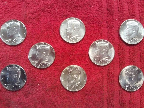 8 -2023-P 50C Kennedy Half Dollars AU Condition Straight from Roll
