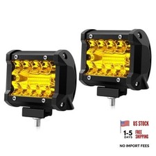 4 Inch Led Pods 120w 1200lm Flood Spot Combo Beam - Off Road Light Bar Yellow