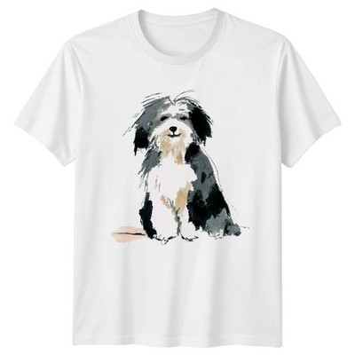 Aquarell Doodle Hund T-Shirt Bearded Collie Hund Geburtstag Geschenk für Sie und Ihn
